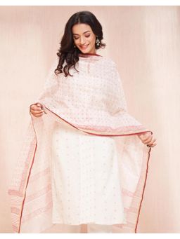 Fabindia - Pink Natural Cotton Silk Blend Dupatta