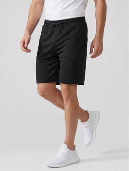 R&B - Men Black Solid Regular Fit Shorts
