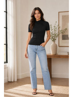 Cider - Asymmetrical Neck Short Sleeve Top