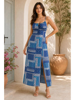Cider - Paisley Knotted Criss Cross Maxi Dress