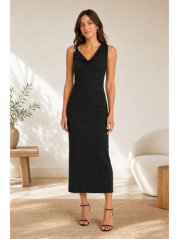 Cider - Asymmetrical Neck Buckle Maxi Dress