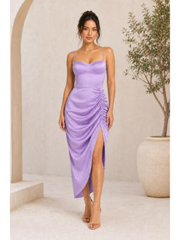 Cider - Illusion Ruched Midi Dress