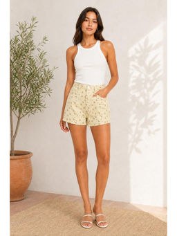 Cider - Denim Floral Wide Leg Shorts