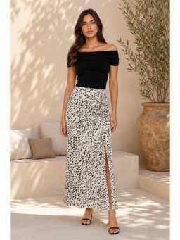 Cider - Spot Drawstring Split Maxi Skirt