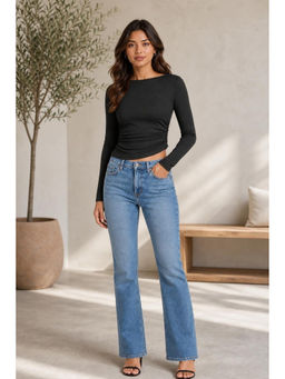 Cider - Beat Neck Ruched Long Sleeve Tee