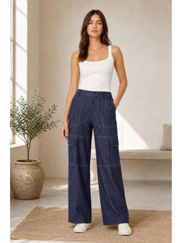 Cider - Mid Waist Striped Wide Leg Cargo Pants