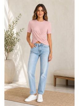 Cider - Round Neck Twist Solid Short Sleeve Tee