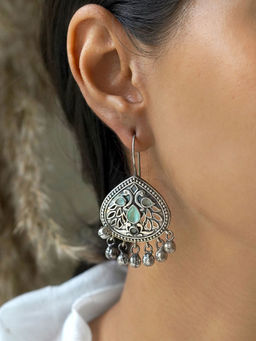 Teejh - Vanya Silver Oxidised Turquoise Earrings for Women