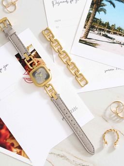 Sonata - Poze 9.2 Alloy Beige Dial Watch and Strap For Women -SP80194YM01W (Medium)