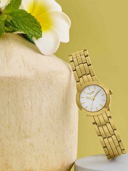 Sonata - Poze 9.2 Alloy Off White Dial Watch For Women -SP80202YM01W (Medium)