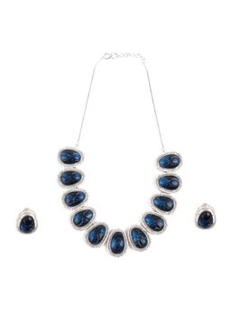 Odette - Dark Blue Oval Choker Necklace Set of 2