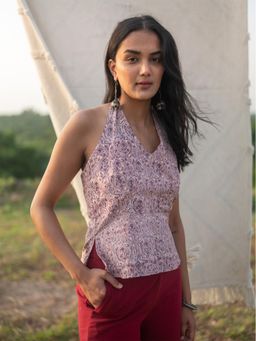 SRJANA - Hand Block Printed Backless Top - Mauve