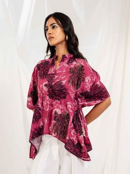 SRJANA - Printed Kaftan Top - Deep Pink