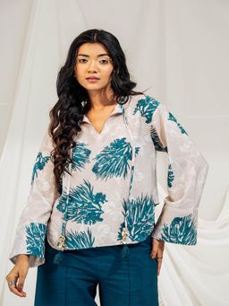 SRJANA - Printed Tassel Top - Beige