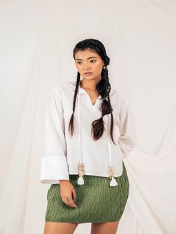 SRJANA - Tassel Top - White