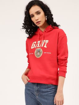 GANT - Womens Solid Red Sweat Hood