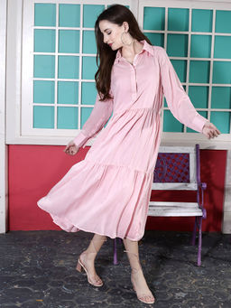 Sera - Women Pink Midi Modal Dress
