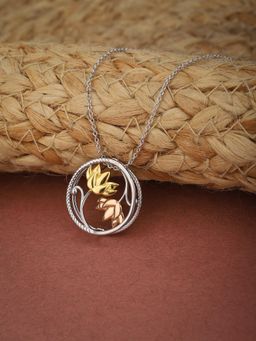 Carlton London - Silver Toned And Gold Toned Rhodium Plated Lotus Textured Link Chain