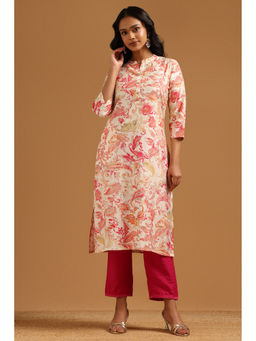 Soch - Pink Paisley Straight Three Fourth Sleeves Kurta