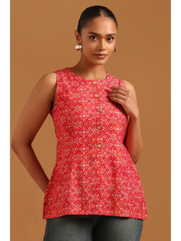 Soch - Red Printed Regular Round Neck Tunic
