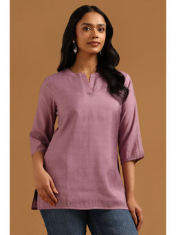 Soch - Purple Solid/Plain Straight Three Fourth Sleeves Tunic