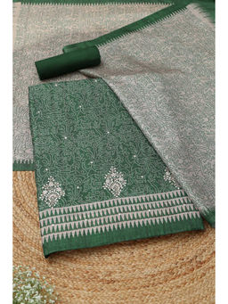 Soch - Green Printed Unstitched Top & Bottom with Dupatta