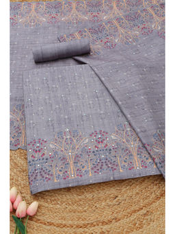 Soch - Grey Printed Unstitched Top & Bottom with Dupatta