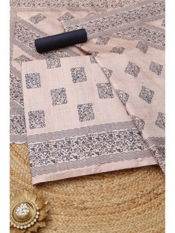 Soch - Beige Printed Unstitched Top & Bottom with Dupatta