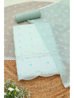 Soch - Blue Embroidered Unstitched Top & Bottom with Dupatta