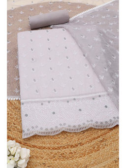 Soch - Grey Embroidered Unstitched Top & Bottom with Dupatta
