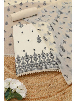 Soch - Off White Embroidered Unstitched Top & Bottom with Dupatta