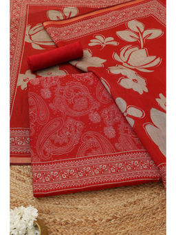 Soch - Red Paisley Unstitched Top & Bottom with Dupatta