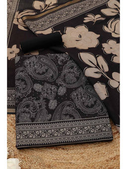 Soch - Black Paisley Unstitched Top & Bottom with Dupatta
