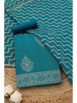 Soch - Turquoise Floral Unstitched Top & Bottom with Dupatta