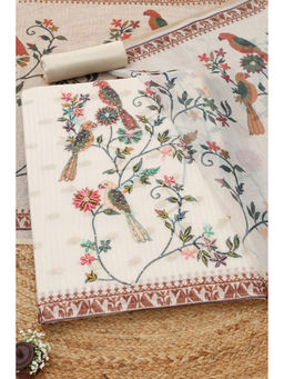 Soch - Beige Embroidered Unstitched Top & Bottom with Dupatta