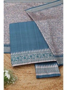 Soch - Blue Floral Unstitched Top & Bottom with Dupatta