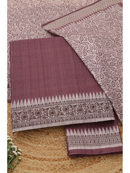 Soch - Brown Floral Unstitched Top & Bottom with Dupatta