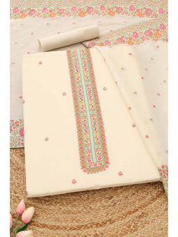 Soch - Cream Woven Unstitched Top & Bottom with Dupatta