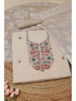 Soch - Beige Embroidered Unstitched Top & Bottom with Dupatta