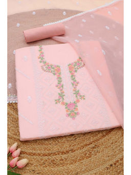 Soch - Pink Floral Unstitched Top & Bottom with Dupatta