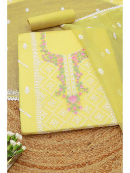 Soch - Yellow Floral Unstitched Top & Bottom with Dupatta