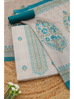 Soch - Beige Floral Unstitched Top & Bottom with Dupatta