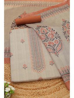 Soch - Beige Floral Unstitched Top & Bottom with Dupatta