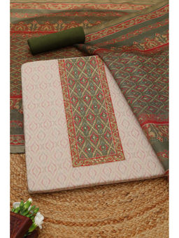 Soch - Green Printed Unstitched Top & Bottom with Dupatta