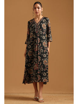 Soch - Black Floral Regular V-Neck Dress