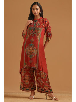 Soch - Red Printed Regular Mandarin Neck Co-ord Set