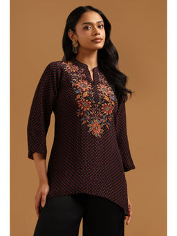 Soch - Brown Printed Regular Mandarin Neck Tunic