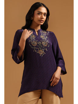 Soch - Purple Printed Straight Three Fourth Sleeves Tunic