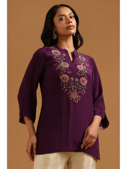 Soch - Purple Printed Straight Three Fourth Sleeves Tunic