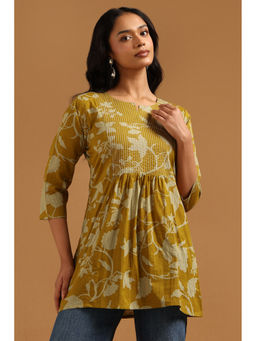 Soch - Olive Floral Regular Round Neck Tunic